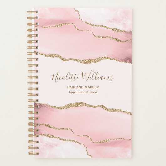 Blush roze marmer Agate, speciaal aangepast Planner (Voorkant)