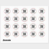 Blush roze marmer border QR code and text Ronde Sticker (Vel)