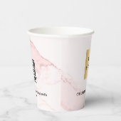 Blush roze marmer business corporate logo qr code papieren bekers (Rechts)