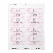 Blush roze marmer business logo return address etiket (Full Sheet)