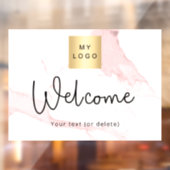 Blush roze marmer business logo welkom raamsticker (Vel 2)