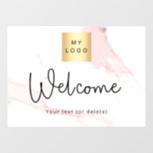 Blush roze marmer business logo welkom raamsticker (Vel)