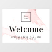 Blush roze marmer business logo welkom raamsticker (Vel)