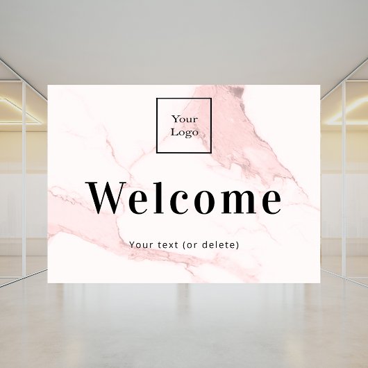 Blush roze marmer business logo welkom raamsticker
