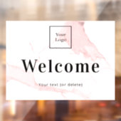 Blush roze marmer business logo welkom raamsticker (Vel 2)