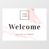 Blush roze marmer business logo welkom raamsticker (Vel)