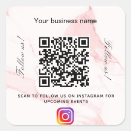 Blush roze marmer business qr code instagram vierkante sticker