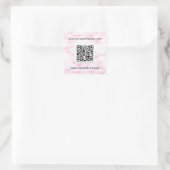 Blush roze marmer business qr code onderhoud vierkante sticker (Tas)