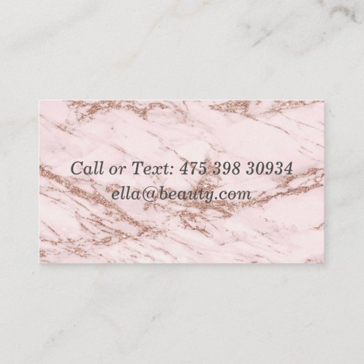 Blush roze marmer effect visitekaartje (Achterkant)