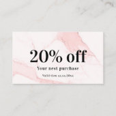 Blush roze marmer elegant qr code business kortingskaartje (Voorkant)