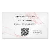 Blush roze marmer elegant QR-code Magnetisch Visitekaartje (Voorkant)