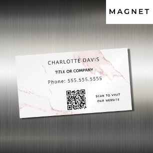 Blush roze marmer elegant QR-code Magnetisch Visitekaartje