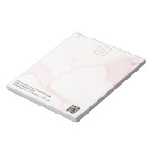 Blush roze marmer elegante zakelijke logo QR-code Notitieblok (Linkerzijde)