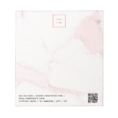 Blush roze marmer elegante zakelijke logo QR-code Notitieblok (Voorkant)