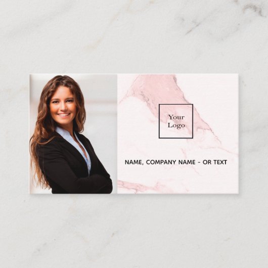 Blush roze marmer foto QR code logo Visitekaartje (Voorkant)