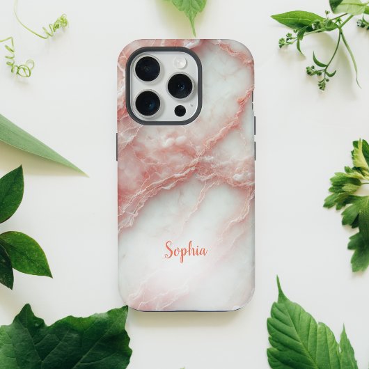 Blush roze marmer gepersonaliseerde iPhone case Hoesje