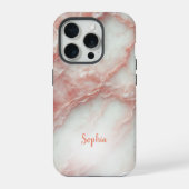 Blush roze marmer gepersonaliseerde iPhone case Hoesje (Achterkant)
