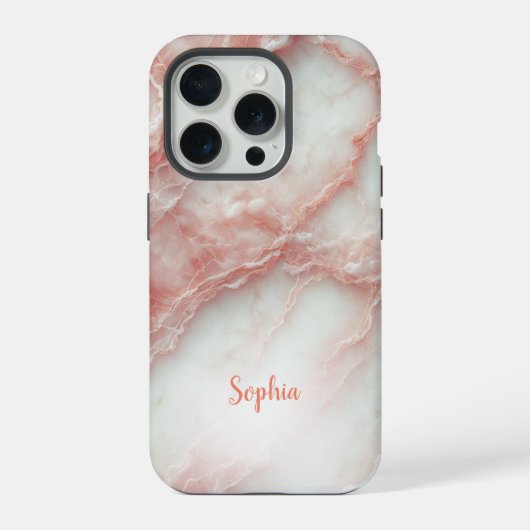Blush roze marmer gepersonaliseerde iPhone case iPhone Hoesje (Achterkant)