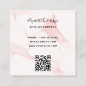 Blush roze marmer goudkleurige logo elegant QR-cod Vierkante Visitekaartje (Achterkant)