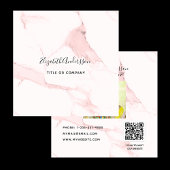 Blush roze marmer goudprofiel foto QR code Vierkante Visitekaartje