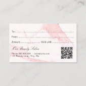 Blush roze marmer logo qr code gift certificaat (Achterkant)