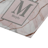 Blush roze marmer met koper accenten monogram snijplank (Hoek)