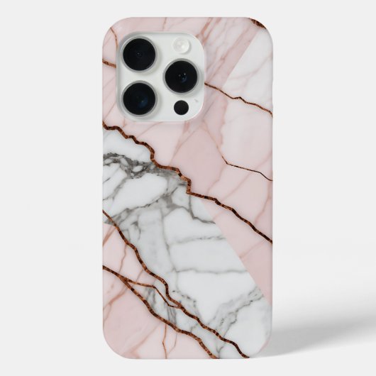 Blush roze marmer met koperen accenten Case-Mate iPhone case (Achterkant)