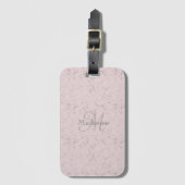 Blush roze marmer monogram Aangepaste naam Bagagelabel (Voorkant (verticaal))