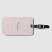 Blush roze marmer monogram Aangepaste naam Bagagelabel (Voorkant (horizontaal))