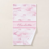 Blush roze marmer monogram initiaal patroonnaam bad handdoek (Handdoek)