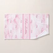 Blush roze marmer monogram initiaal patroonnaam bad handdoek (Handdoek)