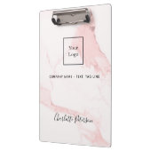 Blush roze marmer naam elegant business logo klembord (Links)