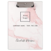 Blush roze marmer naam elegant business logo klembord (Voorkant)