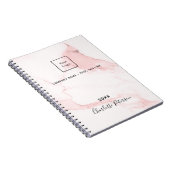Blush roze marmer naam elegant business logo notitieboek (Rechterzijde)