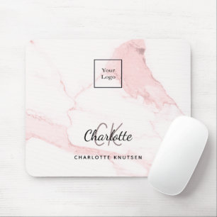 Blush roze marmer name business logo muismat