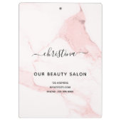 Blush roze marmer name elegant business business klembord (Achterkant)