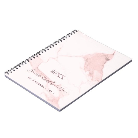 Blush roze marmer name elegant business business notitieboek (Linkerzijde)
