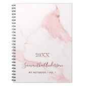 Blush roze marmer name elegant business business notitieboek (Voorkant)