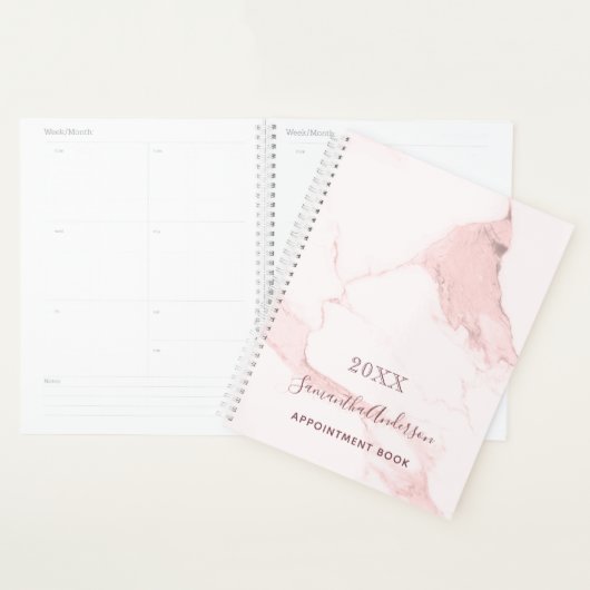 Blush roze marmer name elegant business business planner (Display)
