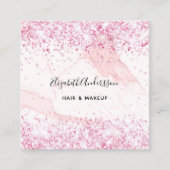 Blush roze marmer profiel foto qr code vierkante visitekaartje (Voorkant)