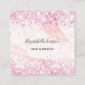 Blush roze marmer profiel foto qr code vierkante visitekaartje (Voorkant)