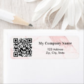 Blush roze marmer qr code business return address etiket (Insitu)