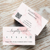 Blush roze marmer qr code elegant klantenkaartje