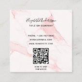 Blush roze marmer QR-code elegant Vierkante Visitekaartje (Achterkant)