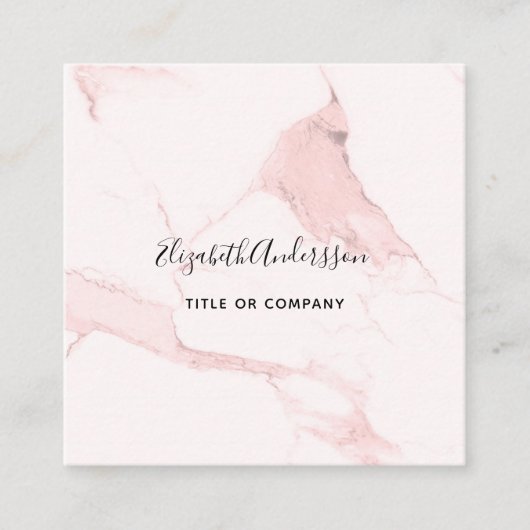 Blush roze marmer QR-code elegant Vierkante Visitekaartje (Voorkant)