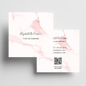 Blush roze marmer QR-code elegant Vierkante Visitekaartje