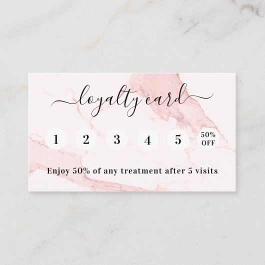 Blush roze marmer qr code foto loyalty card visitekaartje (Voorkant)