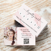Blush roze marmer qr code foto loyalty card visitekaartje