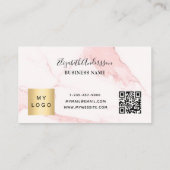 Blush roze marmer qr code logo klantenkaartje (Achterkant)