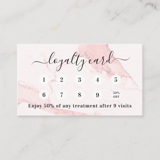 Blush roze marmer qr code logo klantenkaartje (Voorkant)